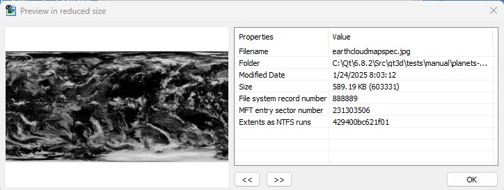 A recoverable picture in preview mode